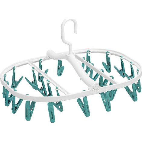 Etendoir Chaussette Pliable, Tourniquet à Chaussettes avec 24 Pinces pour Chaussettes,Lingeries,Cravate,Chapeaux, Pieuvre Pince à Linge Pliant, Etendoir sous Vêtement-Vert (1/5)
