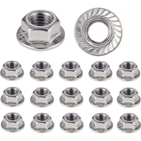 Paquete de 50 tuercas de brida M8 de acero inoxidable 304 con patrón floral hexagonal antideslizante, tuercas de seguridad para tornillos, tuerca M8, tuerca de acero inoxidable, tuerca de seguridad, t