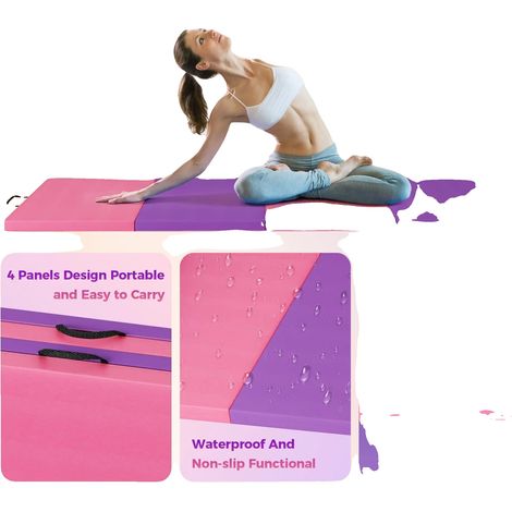 Tapis de gymnastique, cuir synthétique de haute qualité, 60x60x20 cm (plié), épaisseur de mousse de 5 cm, design pliable à 4 couches, coefficient antidérapant 0,8 (1/5)