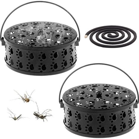 Porta-spirale antizanzare - 2 pezzi - Disco a spirale antizanzare - 13,5 cm - Forma a artiglio di gatto - Supporto per spirali antizanzare - Adatto per campeggio, viaggi ed escursionismo - Nero (1/5)