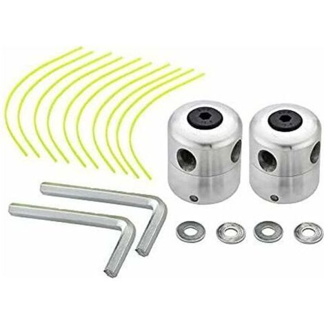 Lot de 2 têtes de débroussailleuse universelles en aluminium Double tête de ligne en nylon Bobine de ligne Accessoire de débroussailleuse (1/4)