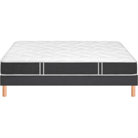 Ensemble Bultex SO GOOD + Sommier UNIC + pieds 80x190 Tissu gris foncé Mousse (1/5)
