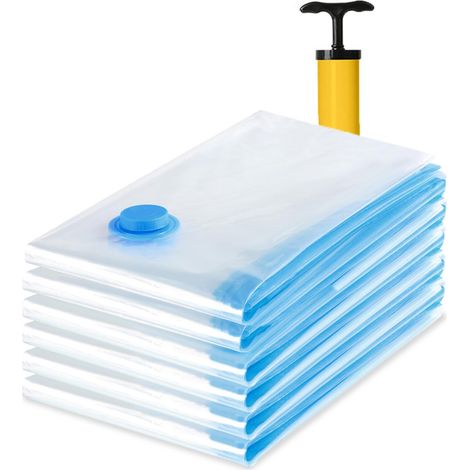 Sac Sous Vide Vetement Aspirateur, Lot de 5L(80 x 60 cm) Sac Rangement Sous Vide, Housses de Rangement Sous Vide avec Pompe, Réutilisable pour Vetement, Couette, Voyage (1/5)