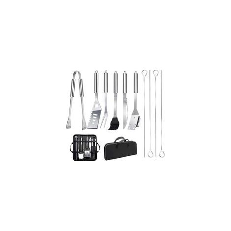Freosen – Ensemble de 11 ustensiles barbecue en acier inoxydable – Sac de transport portable – Poignée ergonomique résistante à la chaleur – Pour camping et pique-nique (1/5)