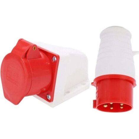 Prise Triphasée 5 Broches Prise Femelle Industrielle et Prise Mâle Industrielle 16A 3 P + N + T pour Rallonge Electrique, Camping Car Usage Intérieur et Exterieur- (1/4)
