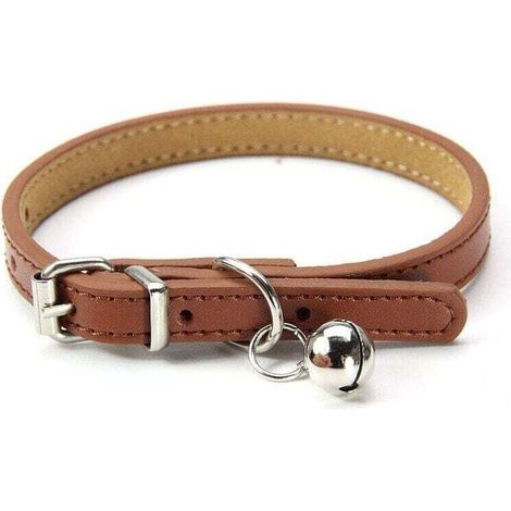 Verstellbares Lederhalsband für Katzen und Welpen, 20–27 cm, Braun – KZQ