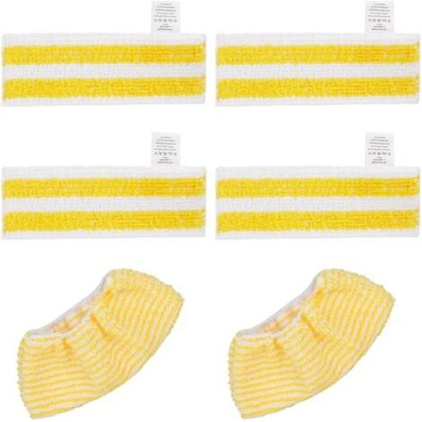 BUNTHAUS Lot 6 chiffons microfibre Easyfix - Compatible Karcher SC1 à SC5 - 4 lingettes + 2 bonnettes