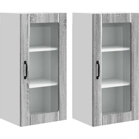 Maison Exclusive - Armario de vidrio para pared PORTO 2 pcs Gris