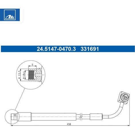 Flexible de frein ATE 24.5147-0470.3 CHEVROLET 5 62 516 95083149