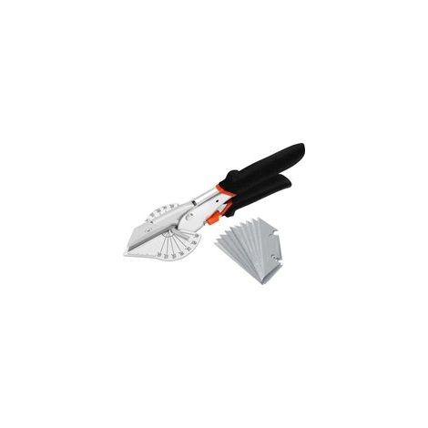 Cisailles d'angle – Cisailles à onglets multi-angles de 45 à 135 degrés, ciseaux d'électricien polyvalents pour couper le liège, le plastique, le PVC, comprend 10 lames de rechange
