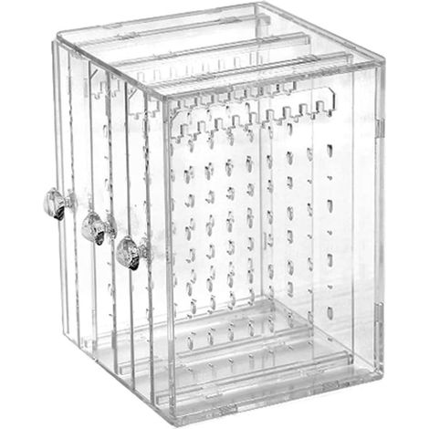 Plastic Storage Box Earring Display Stand Organizer with 3 Vertical Drawers (Transparent) (1/5)