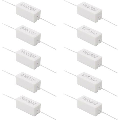 Lot de 10 résistances céramiques cimentées à fils axiaux 0,5 ohm 5 W (1/5)