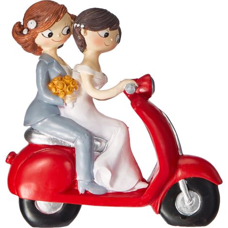 Mopec Y961 Figura per Torta-Coppia di spose Fun Pop & in Moto, 17 cm
