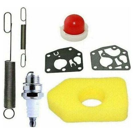 Lawnmower accessories: Foam air filter kit, parts with LT7 spark plug, 2 springs compatible with Briggs & Stratton