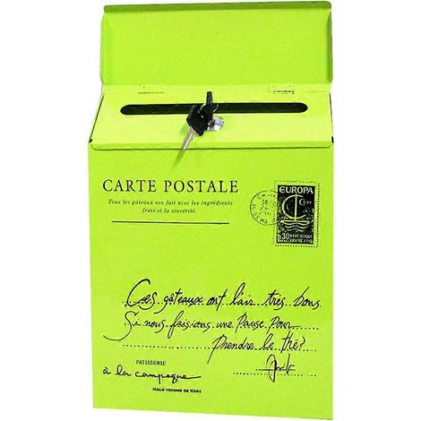 Boîte aux lettres murale rétro en fer forgé style vintage pour la maison ou le bureau - Verte (1/3)