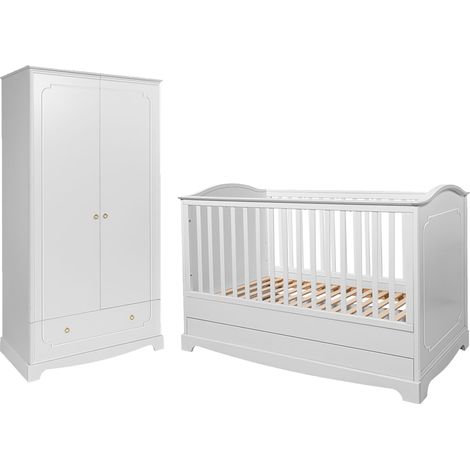Evolutionsbett 70x140 und 2-türiger Kleiderschrank Bellamy Royal - Weiß