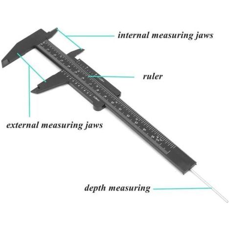 QORVA-Règle double graduée, pied à coulisse de précision en plastique de 150 mm, outil de mesure au 0,5 mm (noir)
