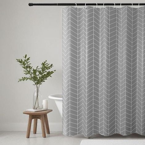 Duschvorhang, wasserdichtes Polyester, 12 Haken, maschinenwaschbar, Badezimmer (1/5)