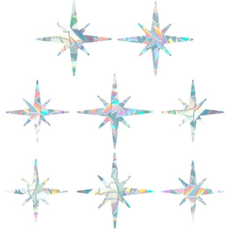 8 Pieces Rainbow Window Clings 3D Decorative Window Film Polygon Anti-Collision Window Stickers Static Cling Door Window Film