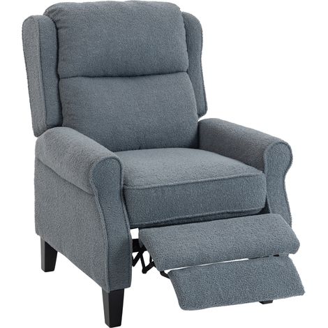 HOMCOM Recliner Armchair, Fabric Recliner Chair, Grey