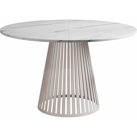 Mesa Prudentia II, Mármol blanco + Cachemira, 76x0x0cm, Alargamiento, Aglomerado laminado, Metal