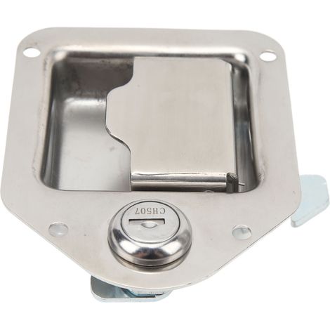 Coffret de 2 Serrures de Boîte à Outils en Acier Inoxydable Finition Polie Antirouille Poignée Loqueteau à Pêne pour Porte de Vanne Camion Caravane (1/5)