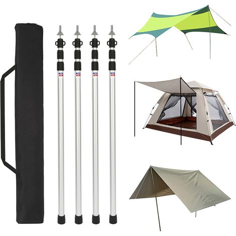 TolleTour Accessori per gazebo e padiglione – 4 pali telescopici per tenda, altezza regolabile 88–234 cm