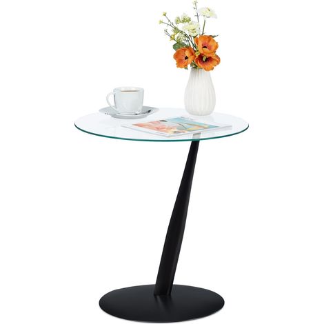 Mesa auxiliar de cristal negro