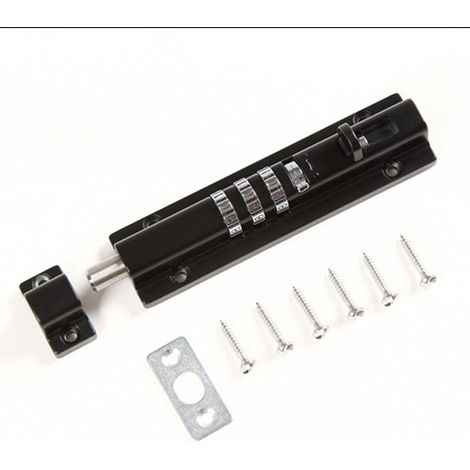 Verrou de Porte à Code Mécanique Serrure Verrouillage Portail à Combinaison sans Clé Vis de Fixation pour Armoire Jardin Garage Noir (1/5)