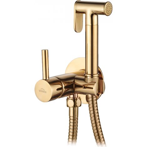 Robinet de bidet Golden Glamour - Installation encastrée - Douchette de bidet métallique - Robinet de salle de bain - Brillant (1/3)