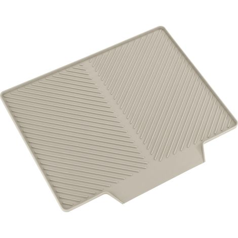 Alfombrilla escurridora de plástico beige para cocina, 34 x 40 x 3 cm, textura acanalada, apta para lavavajillas.