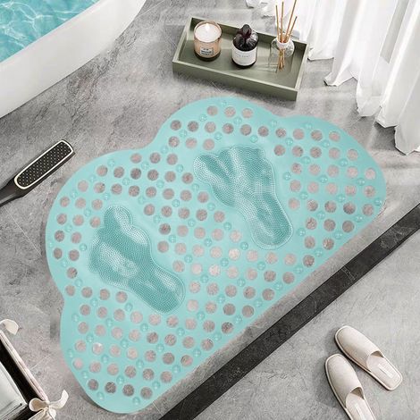 Tapis de douche antidérapant à ventouses, doux et facile à nettoyer, pour salle de bain, 50 x 80 cm, vert. (1/4)
