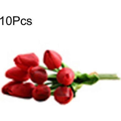 bouquet de tulipes artificielles, composition florale pour la maison, le jardin, un mariage ou un bureaurouge (1/5)