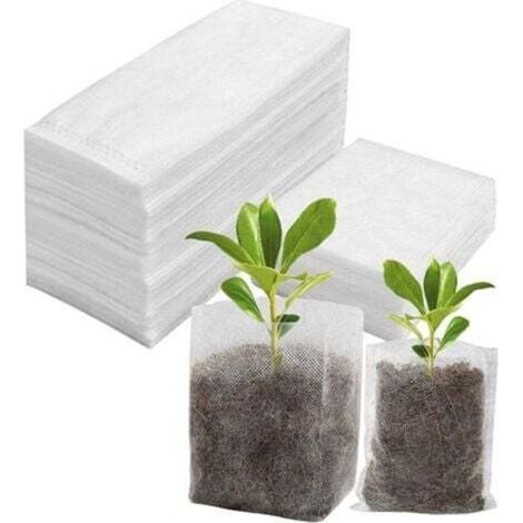 Godets de semis biodégradables non tissés – Lot de 200 pièces (10×12 cm + 14×16 cm) pour jardinage écologique (1/5)