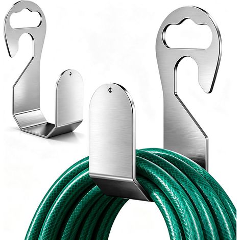 Lot de 2 Support Tuyau Arrosage Mural Support de Tuyau Arrosage en Acier (1/5)