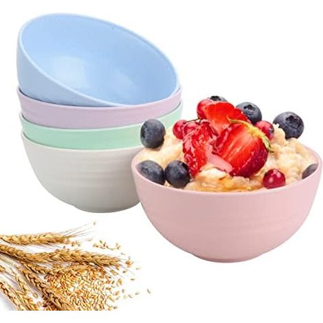 Unzerbrechliche Müslischalen, groß, 680 ml, 5 Stück, leicht, mikrowellen- und spülmaschinenfest, umweltfreundlich, für Reis, Salat, Nudeln, Suppenschalen (1/5)