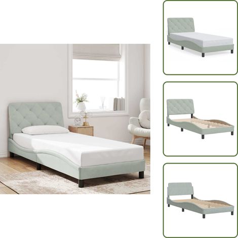 Cuscino testiera - vidaXL Giroletto senza Materasso Grigio Chiaro 90x190 cm Velluto - Letto in velluto