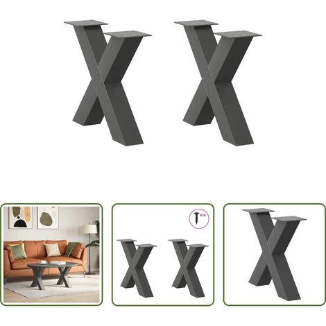X-Form -  Couchtischbeine X-Form 2 Stk. Anthrazit 60x(42-43) cm Stahl
