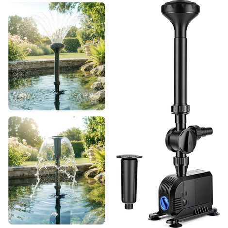 Pompe de Fontaine de Jardin 2500L/h 45W, Pompe de Bassin Submersible 2 en 1 avec Filtre et Buses Réglables, Anti-Rouille pour Extérieur (1/5)