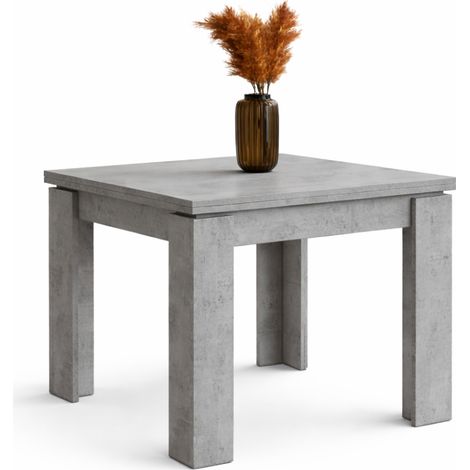 Tavolo Allungabile Moderno Da 4 A 8 Persone Gambe Spesse Design Minimal Meccanismo Centrale Estensibile Ideale Per Cucina o Sala da Pranzo 90 x 90 / 180 x 90 Cm Grigio Cemento (1/5)