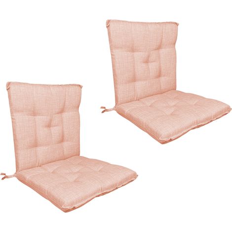 Set Cuscini Sedia Con Schienale Imbottiti Con Laccetti Banda Elastica 40 x 80 Cm Cipria - 2 Pezzi