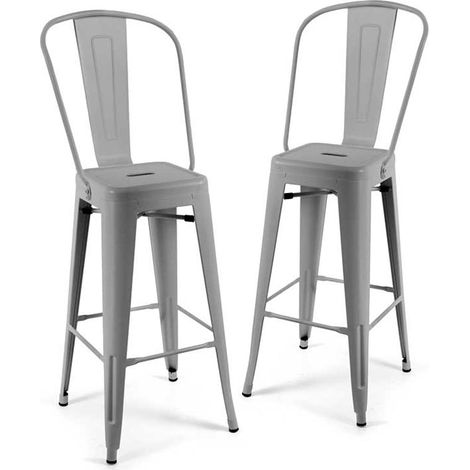 SET 2 SEDIE EDIMBURGO ALTE METALLICHE 42 X 42 X 76 CM GRIGIA SHABBY