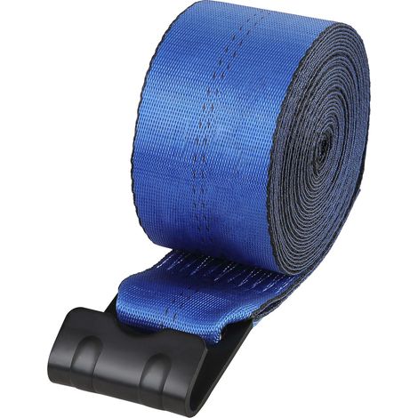 Sangles de treuil, 10,2 cm x 9,1 m, capacité 2722 kg, résistance 8165 kg, crochets plats, arrimage pour remorques, fermes, secours, protection d'arbres, bleu (lot de 10) (1/5)