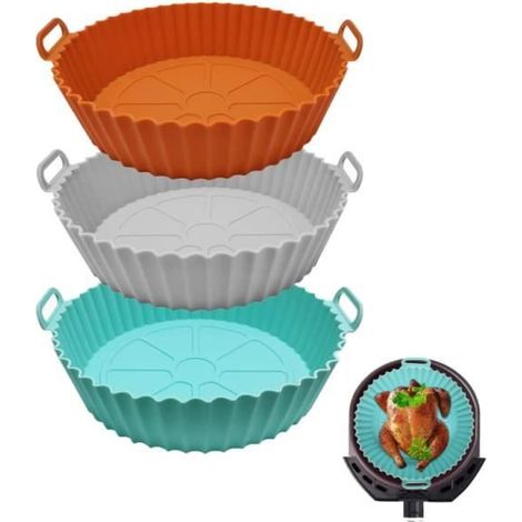 Accessoire de cuisine - Silicone - 3 Paniers Réutilisables - 20 cm - Antiadhésif - Compatible Lave-Vaisselle (1/4)