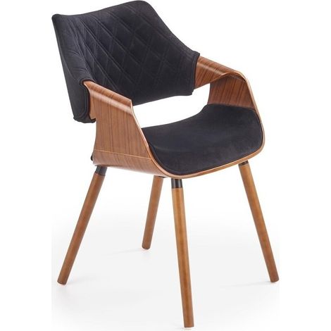 Silla Houston 720, Nuez + Negro, 77x56x55cm, Tapiz, De madera, Chapa de madera natural (1/5)