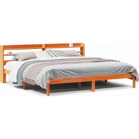 Maison Exclusive - Estructura cama con cabecero madera pino marró