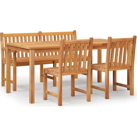 Maison Exclusive - 4-tlg. Garten-Essgruppe Massivholz Teak (1/5)
