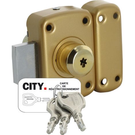 Verrou double entrée 4116 G.B CAVITH – Cylindre Ø 29 mm – Longueur 45 mm – 3 clés sécurisées – Gâche bois - e4116 (1/6)