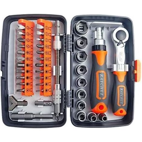 38 en 1 Ensemble Complet D'outils de Réparation Maisons, Boite à Cliquet Tournevis Multifonction, Coffret Cle a Coffret, pour Meubles, Voiture, Électronique (1) - (1/5)
