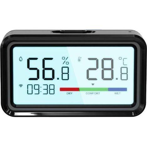 Sensore intelligente di temperatura e umidità con display retroilluminato, compatibile con dispositivi Tuya per ZigBee, per casa, serra, 4,1 x 7,3 x 2,5 cm (nero)
